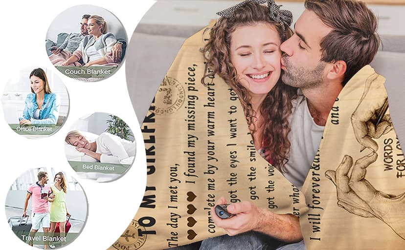 Gifts for Girlfriend to My Girlfriend Blanket Romantic Gifts for Her I Love You Throw Blankets Birthday Anniversary Blankets for Bed Sofa 50"x60"