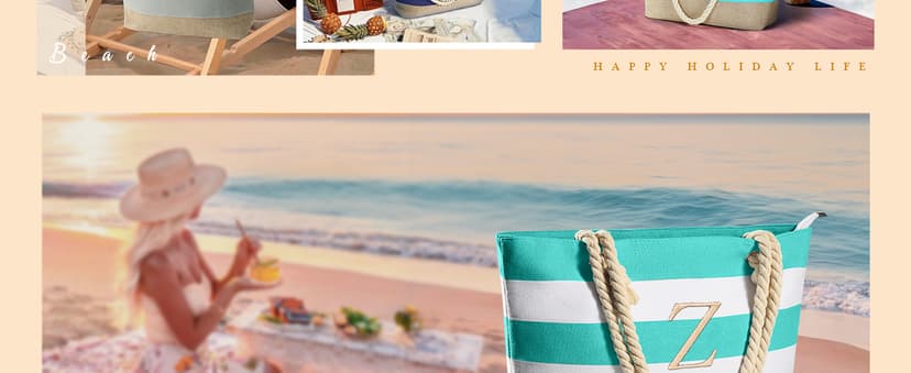YOOLIFE Beach Bags for Women - Travel Canvas Beach Tote, Pool Waterproof Bag, Travel Essentials, Gifts for Women Birthday