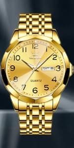 OLEVS Watch for Men Diamond Business Dress Analog Quartz Stainless Steel Waterproof Luminous Date Two Tone Luxury Casual Wrist Watch