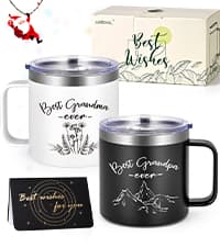 LiqCool Gifts for Grandparents, 14 Oz Best Grandma and Grandpa Insulated Mugs, Christmas Gifts for Grandparents, Grandma and Grandpa Gift from Grandkids Grandchildren(Black & White)