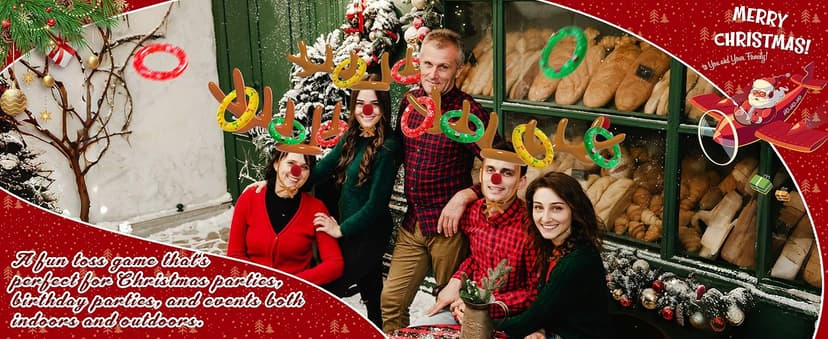 Christmas Games Decorations, Inflatable Reindeer Antler Ring Toss Game, Stocking Stuffers for Men Women Kids Teens Adults, Christmas Party Games Fun Xmas Gifts Carnival Holiday Family