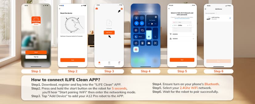ILIFE A12 Pro Robot Vacuum and Mop Combo, Self Emptying Station for 60 Days, LiDAR Navigation, Home Mapping, No-Go Zones, 2.4G WiFi/App/Alexa/Remote Control, for Hard Floors, 110V