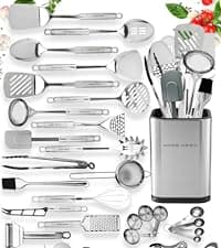 Home Hero 54 Pcs Stainless Steel Kitchen Utensils Set - Nonstick Stainless Steel Cooking Utensils Set - Heat Resistant Kitchen Essentials & Metal Kitchen Gadgets (54 Pcs)