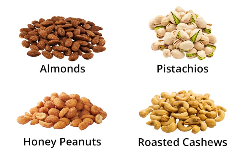 Nuts gift Basket of Cravings Gourmet Nuts Collection, Premium Mixed Nut Gift Box, 4 Sectional.