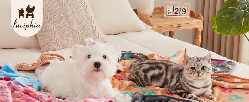 1 Pack 3 Blankets Super Soft Fluffy Premium Fleece Pet Blanket Flannel Throw for Dog Puppy Cat Paw Brown/Pink/White Small(23x16 inch)