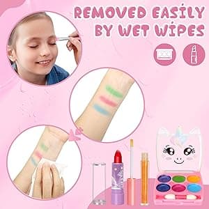 Heaning Kids Washable Makeup Girl Toys - Real Makeup Kit Kid Make up Set for Toddlers Children Princess Dress Up Christmas Birthday Gifts Toys for 3 4 5 6 7 8 9 10 11 12 Year Old Girls