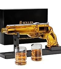 Birthday Gifts for Men Dad, Kollea Gun Whiskey Decanter Set with Shot Glass, Cool Anniversary Christmas Gifts Ideas for Him Husband Brother, Funny Military Retirement Present, Home Bar Drinking Party