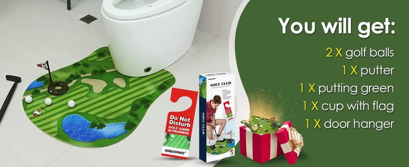 Toilet Golf, Toilet Golf Game Mini Golf - Gag Gifts for Men - Funny Dad Gifts, Funny Gifts for Men Boyfriend Brother, White Elephant Gifts for Adults