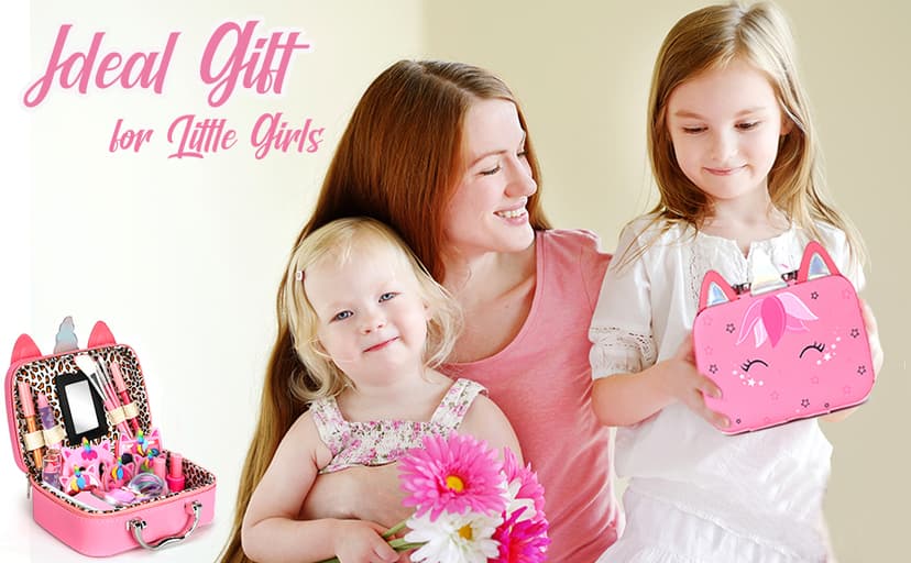 Heaning Kids Washable Makeup Girl Toys - Real Makeup Kit Kid Make up Set for Toddlers Children Princess Dress Up Christmas Birthday Gifts Toys for 3 4 5 6 7 8 9 10 11 12 Year Old Girls