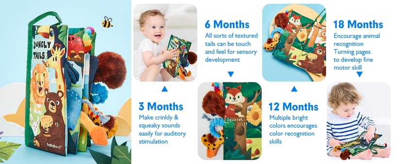hahaland Baby Books 0-6 Months,Infant Tummy Time Toy Sensory Toys 6 to 12 Months Touch Feel Book Travel Toy Gifts for Boy Girl 0-3 Month Baby Shower Christmas Birthday Gifts Stocking Stuffers (Single)