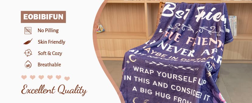 Best Friend Blanket Gifts on Christmas, Friendship Blanket Gifts for Women, Work Bestie, BFF, Soul Sister, for Women Friends on Mothers Day, Birthday, Xmas, to My Friend Throw Blanket, 60"x50"