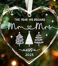 Engagement Gifts for Couples,- Engagement Gifts for Her,Women, Friends, Bride to Be Gifts, Glass Engagement Gift, First Christmas Engagement Ornaments 2025