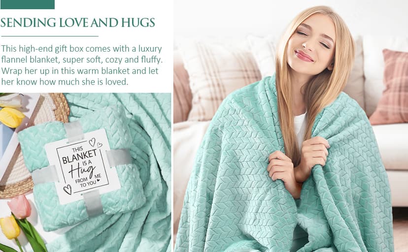 Birthday Gifts for Women Self Care Gifts Get Well Soon Gifts, Ocean Relaxing Spa Gifts Basket Care Package w/ Luxury Flannel Blanket, Unique Mothers Day Gifts Idea for Mom Her Friends Sister Wife