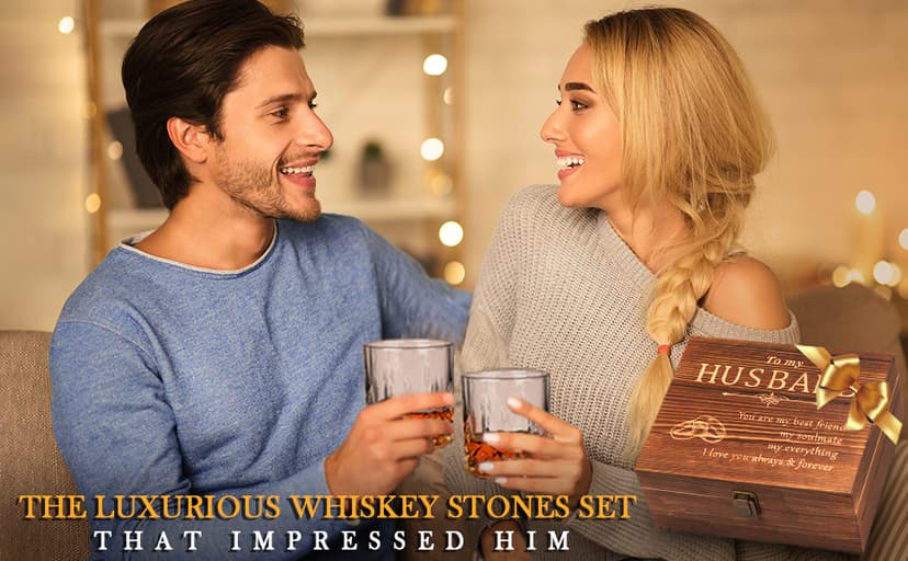 Anniversary Oaksea Gifts for Men Him Husband, Stainless Steel Engraved Whiskey Stones Glasses Set Gift, Gift for Birthday Wedding for Boyfriend Fiance, Cool Burbon Scotch Set Gifts