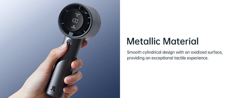 JISULIFE Handheld Fan Pro Series - Extreme Cooling Output: 1-100 Speed Scroll Wheel, Metal Body, Digital Display, 1.5H Fast Charge, 5000mAh-Portable Fan for Travel Outdoor, Gifts for Women Men(Grey)