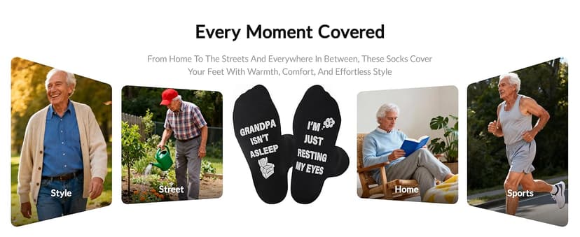 Jeasona Grandpa Gifts Funny Gifts for Grandpa Birthday Novelty Non-slip Socks