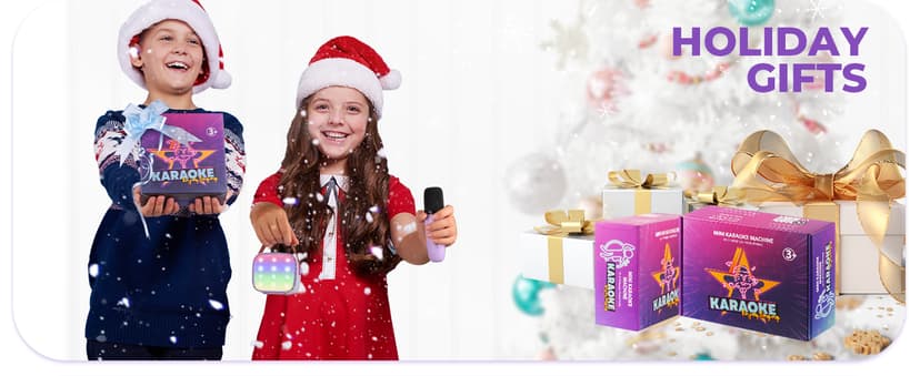 Mini Karaoke Machine with 2 Wireless Microphones, TOP Kids Gifts for Girls Ages 3, 4, 5, 6, 7, 8, 9, 10, 11, 12 +Years Old, 4-12th Christmas Birthday Toy Gift for Girls Boys Party (Purple)