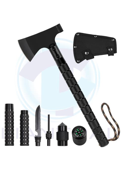 LIANTRAL Survival Camping Axe, Folding Tactical Axe Hatchet with Hammer, Nylon Sheath for Outdoor Adventures