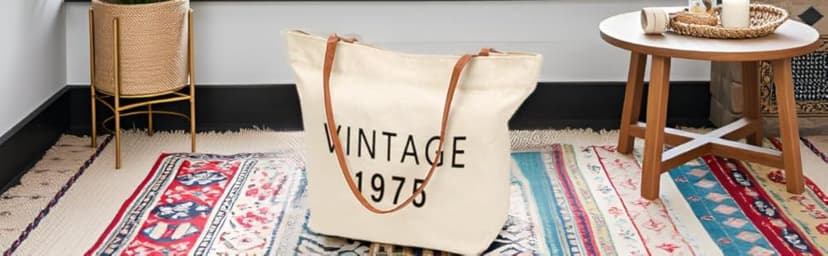 50th Birthday Gifts for Her,50th Birthday Gifts for Women,Gift for 50 Year Old Woman,50 Year Old Gift for Women-Vintage 1975 Tote Bag