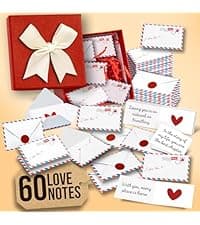60 Love Notes For Him Her - Anniversary Card Long Distance Relationship Gifts For Boyfriend Girlfriend, Cute Couple Gifts For Valentines, Birthday, Mini Envelope Lunch Notes For Husband Wife