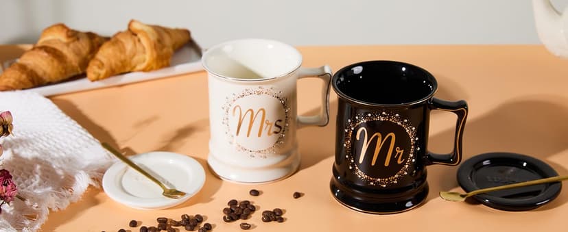 Luspan Wedding Gifts, Mr and Mrs Coffee Mug Gifts for Couples, Bride and Groom
