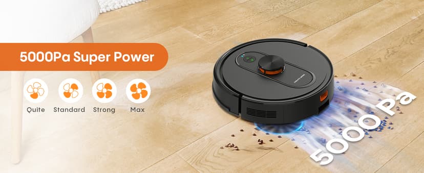 Robot Vacuum and Mop with Self-Emptying, 5000Pa Robotic Vacuum with Mapping, LiDAR Navigation, 90-Day Hands-Free Cleaning, Wi-Fi/App/Alexa Control, No-Go Zones,Ideal for Pet, Hard Floors, Carpet