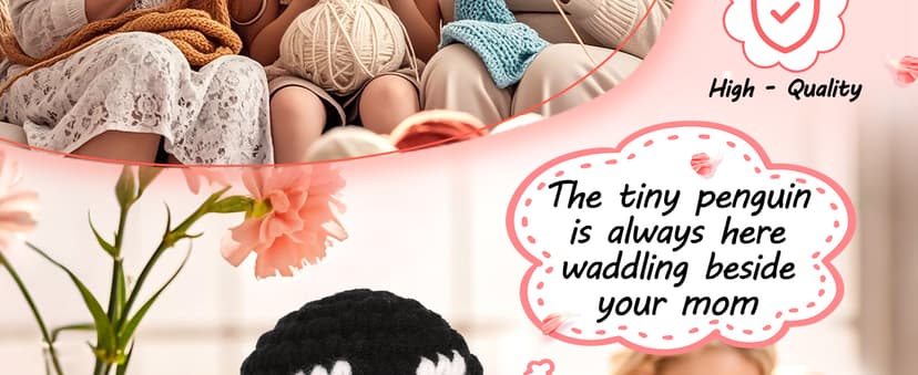 Birthday Gifts for Mom from Daughter Son, Handmade Crochet Mini Penguin Mom Gifts for Birthday Christmas Mama Mother in Law Bonus Step Mothers, Funny I Love You Mum Present Emotional Cute Decor