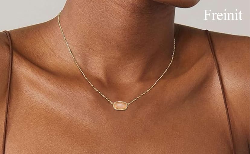 Freinit Gold Necklace for Women, 14K Dainty Pendant Choker, Adjustable Chain, Minimalist Gift for Birthday Valentine's Day Graduation Niece GF