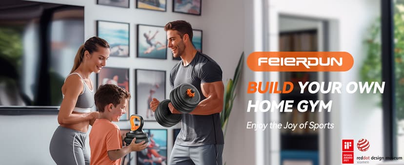 FEIERDUN Adjustable Dumbbells, 20/30/40/45/70/90lbs Free Weight Set with Connector, 5 in1 Dumbbells Set Used as Barbell, Kettlebells, Push up Stand, Weight Plate, Fitness Exercises for Home Gym Suitable Men/Women