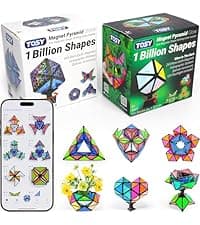 TOSY Magnet Pyramid Glow - 1 Cube Transforms into 1 Billion Shapes, 15 pcs (12 Puzzle pcs & 3 Accessories), 243 Magnets, Glowing, Christmas Stocking Stuffers Gift for Kids, Creative Puzzle STEM Toy