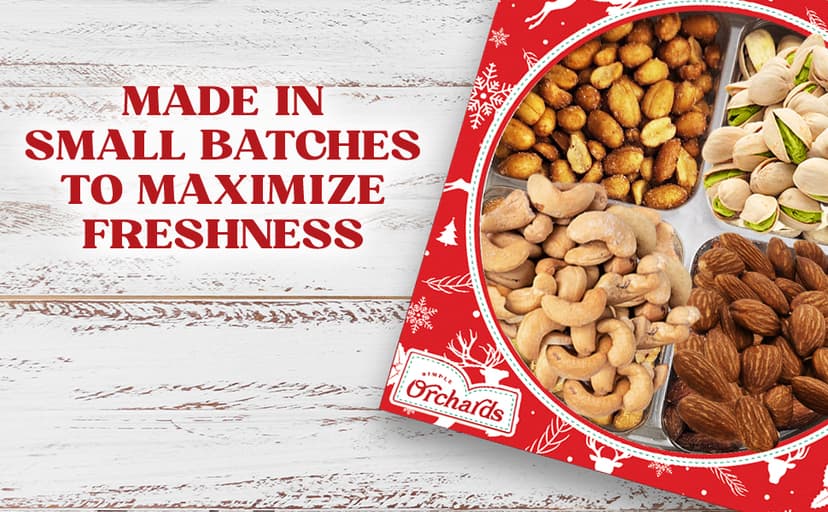 Christmas Nuts Gift Basket for Holiday Season, Premium Mixed Nut Assortment Gift Gourmet Snack Food Present Box, Christmas Gift Basket for Family (4 Sectional)