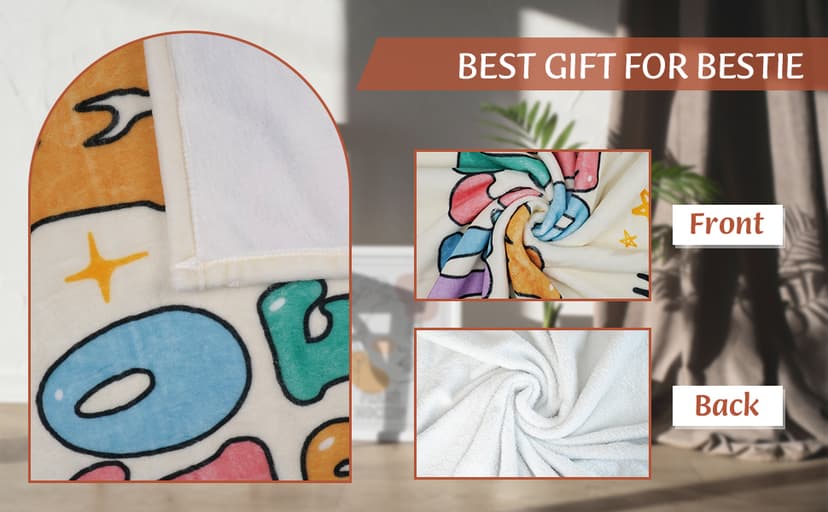 Best Friend Birthday Gifts for Women, Best Friends Blanket, Bestie Gift for Women, Friendship Gifts for Woman, Bestie Birthday Gift for Woman Friendship, Yellow Throw Blanket 60”x50” Inches