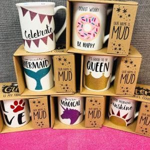 Enesco 4026112 Our Name is Mud “Dog Mom” Stoneware Mug, 16 oz., Multicolor