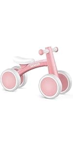 SEREED Colorful Lighting Toddler Tricycle for 2-5 Years Old Girls, Adjustable Seat&Handlebar Trike, Removable Basket, Birthday Gift Idea for Kids Ages 2+ (Pink)
