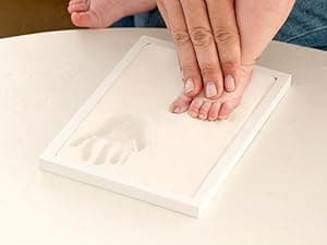 Baby Hand and Footprint Kit - Clay Handprint Keepsake Frame, Newborn Nursery Picture Frame, Personalized New Mom Gifts for Baby Shower & Registry (Alpine White)