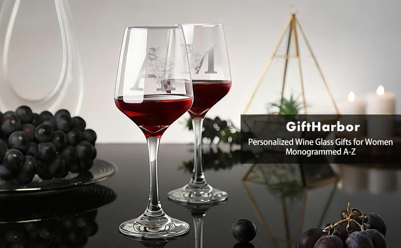 Monogrammed Wine Glass Gifts for Women, Personalized A-Z Wine Glass, Custom Gifts for Women, Unique Birthday Christmas Mother's Day Gift for Her, Mom, Wife, Friends