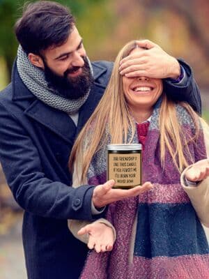 Homsolver Friends Birthday Christmas Gifts for Women, Friend Funny Scented Soy Candles Gift, Our Friendship Candle Premium Lavender Scent