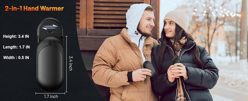 Hand Warmers Rechargeable, KNIFOD 2 Pack 6000mAh Portable Electric Handwarmers, Reusable USB Pocket Heater Great for Raynauds, Hunting, Golf, Camping, Christmas Outdoor, Women Mens Warm Gifts