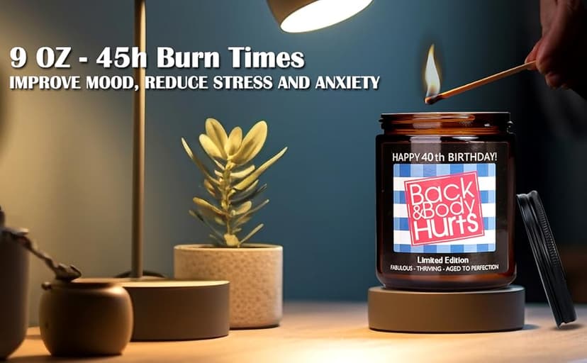 40th Birthday Gifts Women Men, 40th Birthday Decorations for Women Men, Funny 40th Birthday Candle Gifts for Her Him Mom Dad Husband Wife Best Friends Sister, 1984 40 Year Old Gift Ideas