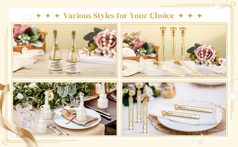 Shappy 100 Pcs Wedding Bubble Bulk Wedding Party Favors Bubble Wand for Guests Send Off with Stickers for Bridal Shower Anniversaries Celebration Goody Bag Stuffers Filler (Gold Heart)