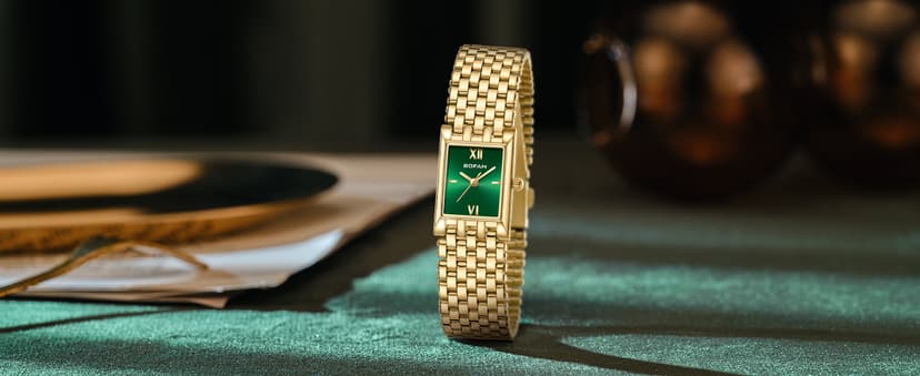 BOFAN Gold Watches for Women Luxury Ladies Quartz Wrist Watch with Stainless Steel Bracelet,Waterproof,Casual Fashion Square Dial.Band Adjustment Tool Included