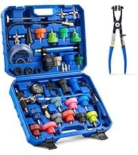 Orion Motor Tech Coolant Vacuum Refill Kit, 13pc Radiator Cooling System Tool Set with Conical Adapter 4 Round Adapters for Leak Detection Cooling Refill, Vacuum Coolant Fill Kit with Splashproof Hose