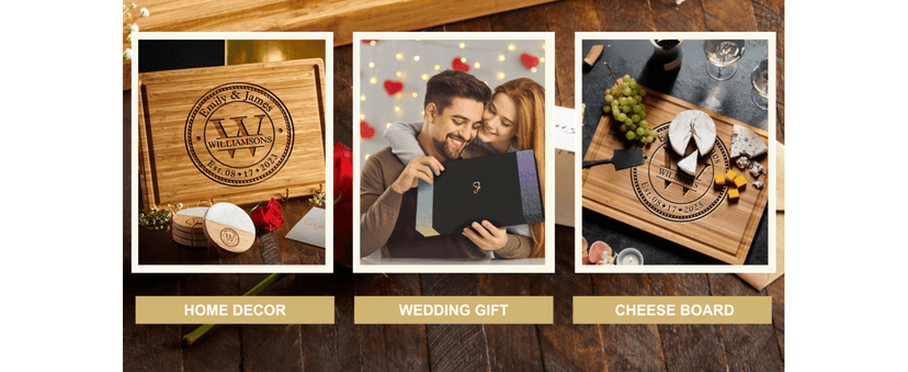 Personalized Cutting Board Wedding Gift - Custom Wood Wedding Registry Gift, Personalized Bridal Shower Gifts for the Couple, Engraved Charcuterie Board, 50th Anniversary Monogram Cutting Board