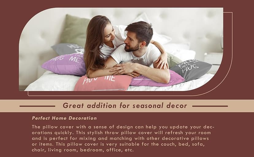 Sufamb Hug This Pillow Until You Can Hug Me Throw Pillow Covers, 18 x 18 Pillow Case, for Boyfriend Girlfriend Birthday Gifts, Long Distance Relationships Gifts (Black)(18x18in)