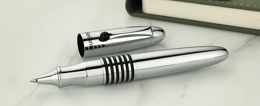 BEILUNER 320 Silver Chrome Rollerball - Stunning Luxury Pen with Chrome Finish, EDC, Heavy, Schmidt Black Ink Refill, Best Gift Set for Men & Women, Professional, Executive Office, Nice Classic Pens