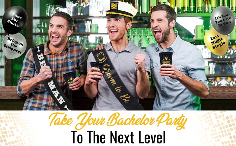 Bachelor Party Captain's Hat, Glasses, Sash Set - Groom To Be Accessories Set Includes Captain's Hat Groom Sunglasses Groom Sash Funny Bridal Shower Groomsman Wedding Gifts Favors Decor Decorations