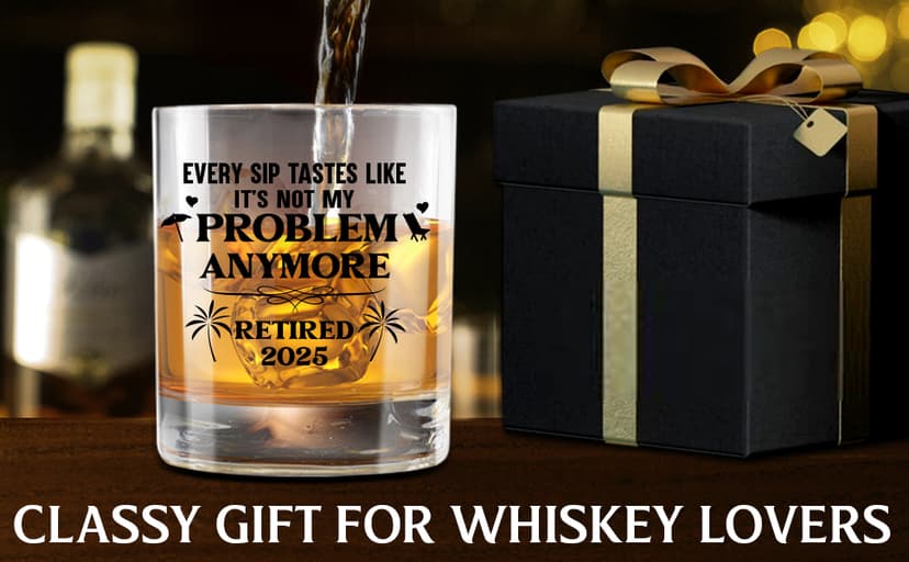 NewEleven First Christmas Retirement Gifts For Men 2025 - Coworker Leaving, Goodbye Gift, Farewell Gifts For Coworkers, Friends, Dad, Grandpa - Retirement Gift From Friend, Colleague - Whiskey Glass