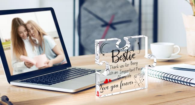 Bestie Gifts for Women Friendship - 0.6" Thickness Acrylic Puzzle & Gift Box,Gifts for Friends Female,Friend Keepsake for Women Birthday,Bff Soul Sister Work Bestie Gift for Thankgiving Present