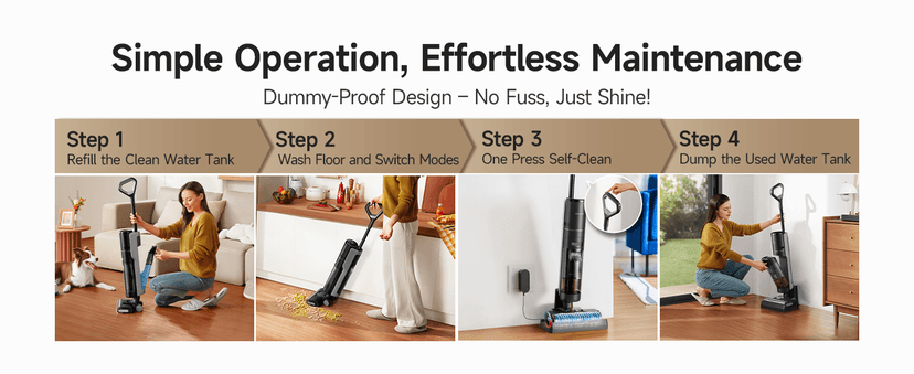 DREAME G10 Pro Wet Dry Vacuum Cleaner, Vacuum Mop All in One with Auto Self-Cleaning, Floor Cleaner Machine for Hard Floor, 35 Mins Runtime, Edge Cleaning, Self-Propelled Vacuum Mop Combo