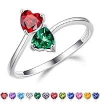 Iefil Christmas Gifts for Mom - 925 Sterling Silver Double Birthstone Necklace, First Mothers Day Gifts for New Mom Jewelry